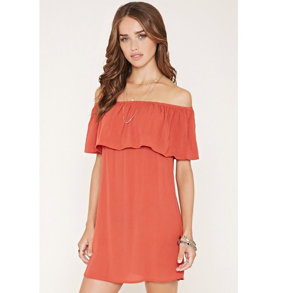 Forever 21 Dresses & Skirts - burnt orange off the shoulder dress